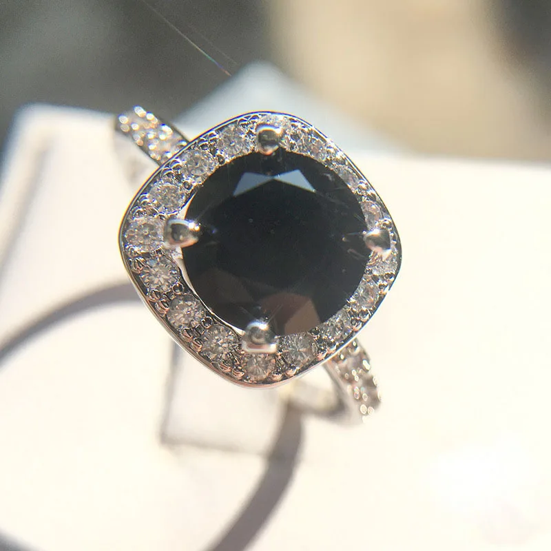 Модное женское Ювелирное кольцо квадратное розовое большое циркониевое