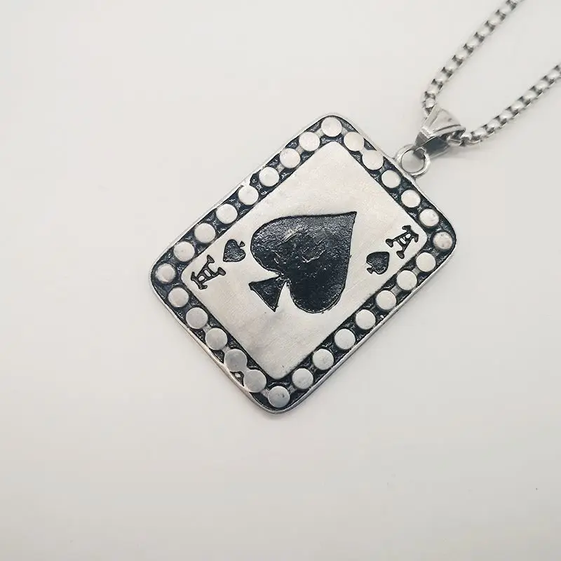 Полный стразы кристаллы Лопата Ace покер ожерелье кулон 316L нержавеющая стальная