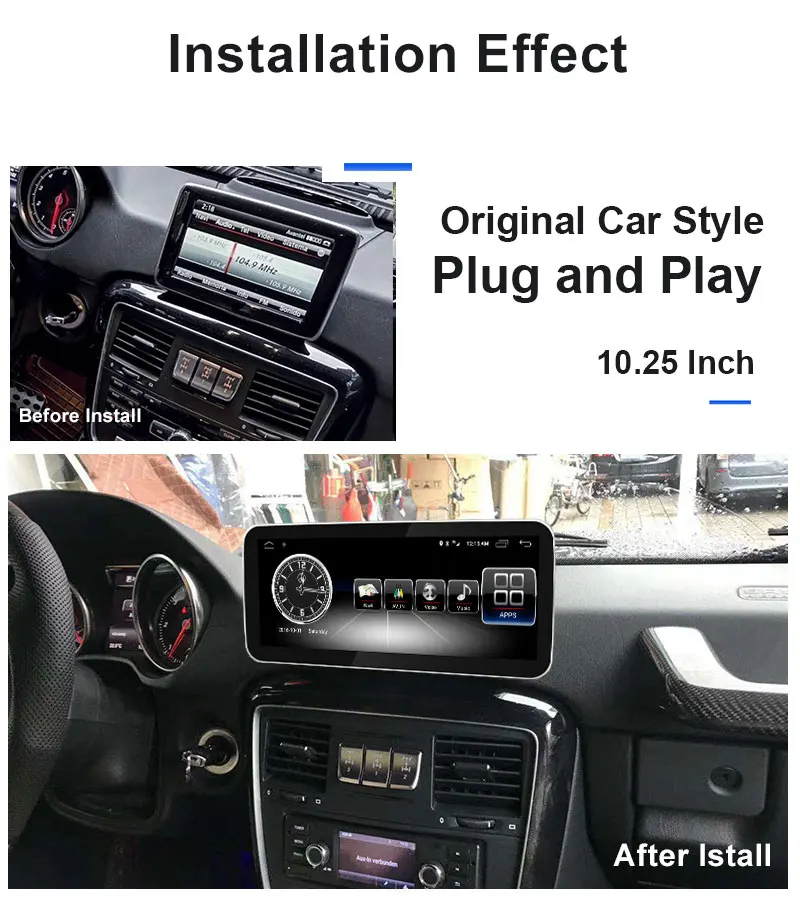 Автомобильный мультимедийный плеер Ugode, 10,25 дюймов, экран, монитор GLA A CLA, gps навигация, Bluetooth, для Benz A CLA GLA, Автомобильный плеер