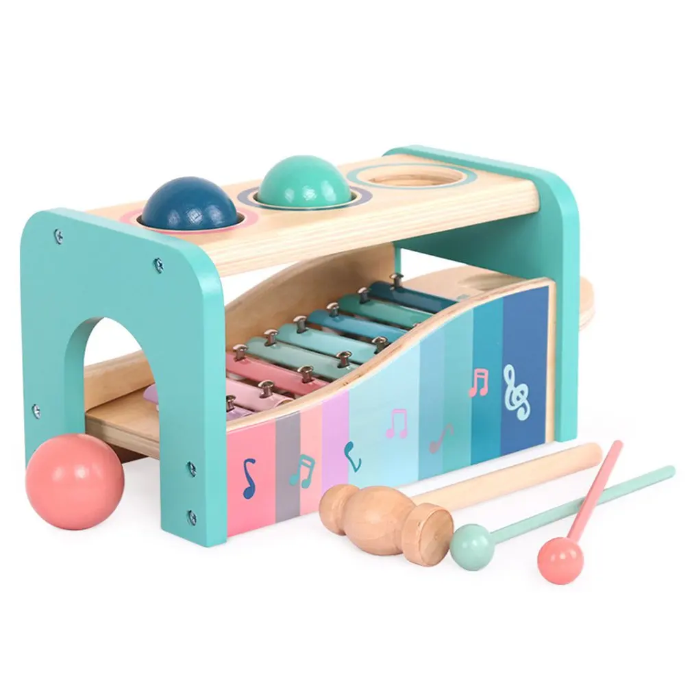 

Новая игрушка Монтессори, музыкальная игрушка, деревянный слайд, ксилофон и молоток, строительная игрушка, подарок для детей, малышей