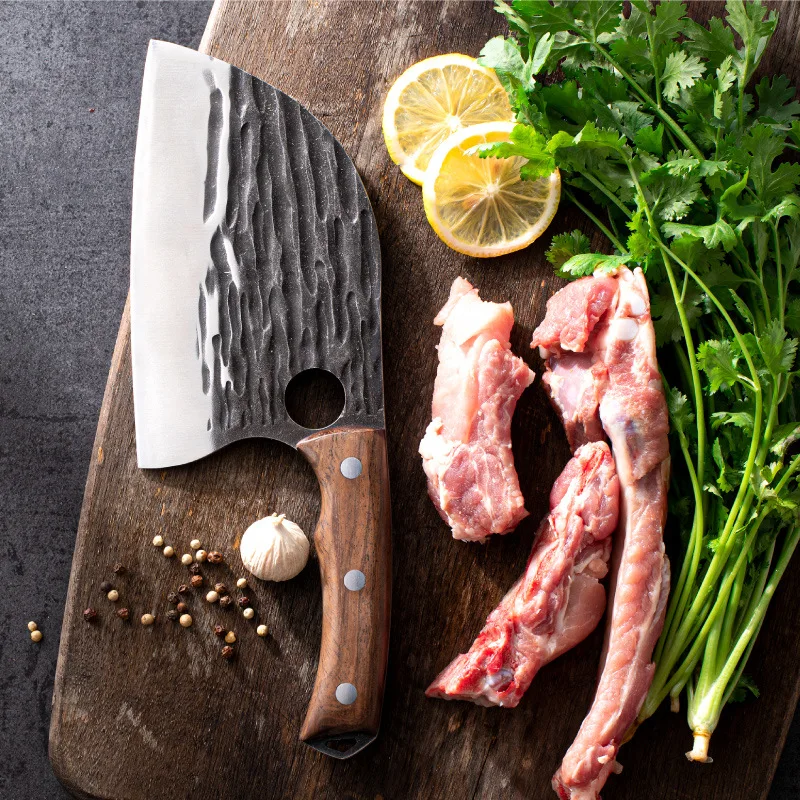 

Handmade finger ring butcher knife cutting knife kitchen knife forging cutting bone knife forging vegetable knife home kitchen