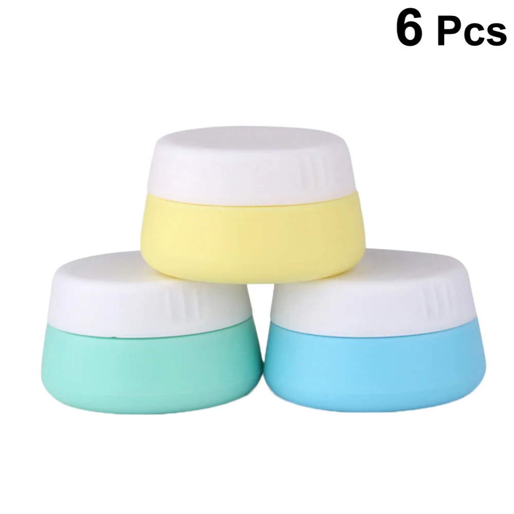 

6 Pieces 10ml Silicone Cosmetic Containers Candy Color Round Facial Cream Jar with Sealed Lids for Home And Travel (Light Yellow