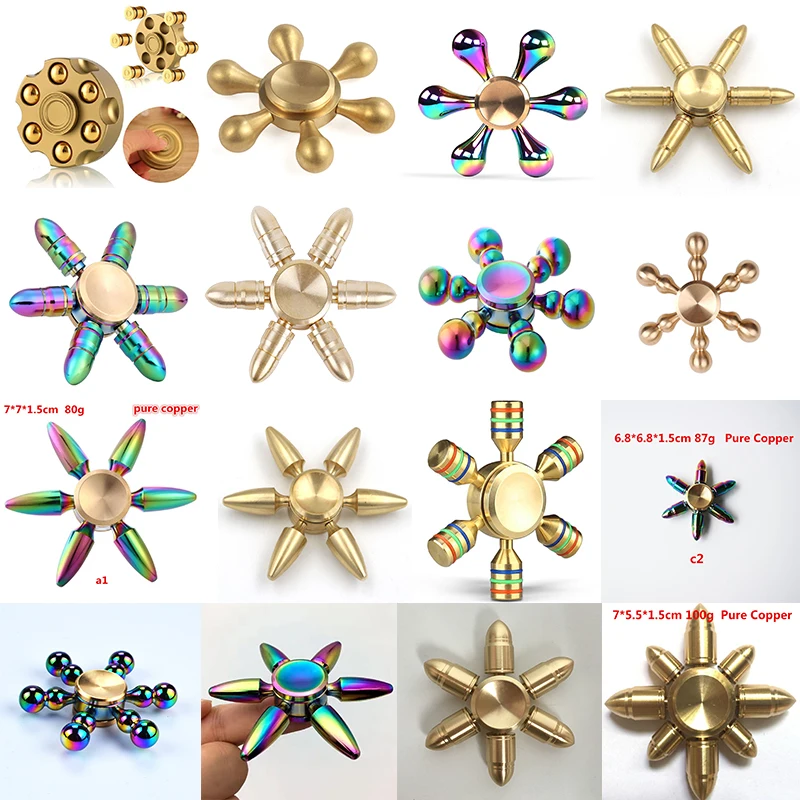 Спиннер ручной из чистой меди фиджет-Спиннер с шестью рукавами пуля капли воды