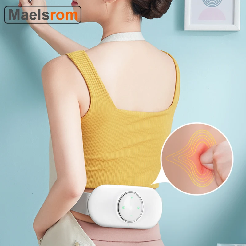 Female Smart Wireless Waist Massager Electric Lumbar Abdominal Massage Heating Low Frequency Pulsed Infrared Light Relief Pain