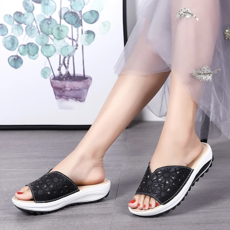 High Quality Fashion Slippers Women Shoes 2022 New Summer Casual Wedges Platform Shoes Ladies Beach Shoes Plus Size Promotion