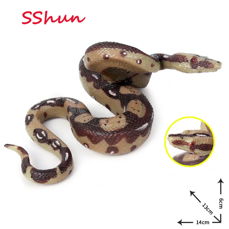 

14*13*6CM simulation wild animal snake toy circling boa constrictor golden python model amphibian reptile snake tricky toy