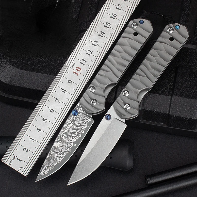 

Ultra Lightweight Titanium Damascus Folding Knife Outdoor Camping Pocket Fruit EDC Tools Survival Funting Tactical Knife 75g