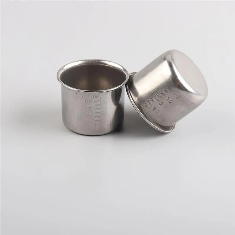 

5Pcs 40ml Laboratory Sample Collection Transparent Cup Steel Measuring Cups