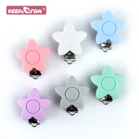 keepgrow 3pcs star shaped pacifier cilips food grade baby teethers chewable baby beads toys feeding nippe chain accessories