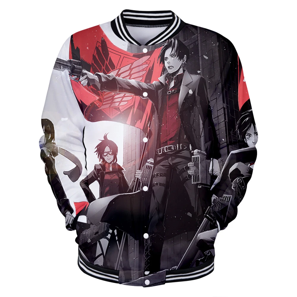 

Attack on Titan Clothes 3D Baseball Jackets Women/Men Long Sleeve Coat Harajuku Casual Streetwear Unisex Oversized Tracksuit