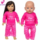 Одежда для кукол, 43 см, комплект пижамы Boo 18 дюймов, Одежда для кукол для девочек, розовая флисовая одежда для сна, детская Подарочная игрушка для девочек, одежда
