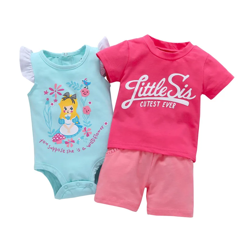 Качественная брендовая летняя детская одежда милый комбинезон + штаны рубашка