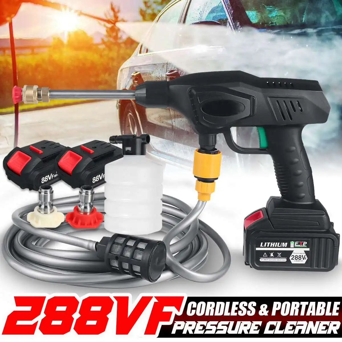 

High Pressure Cordless Car Washer Spray Water Gun 288VF 25000mAh LCD Digital Display Cleaning Machine for Makita 18V Battery