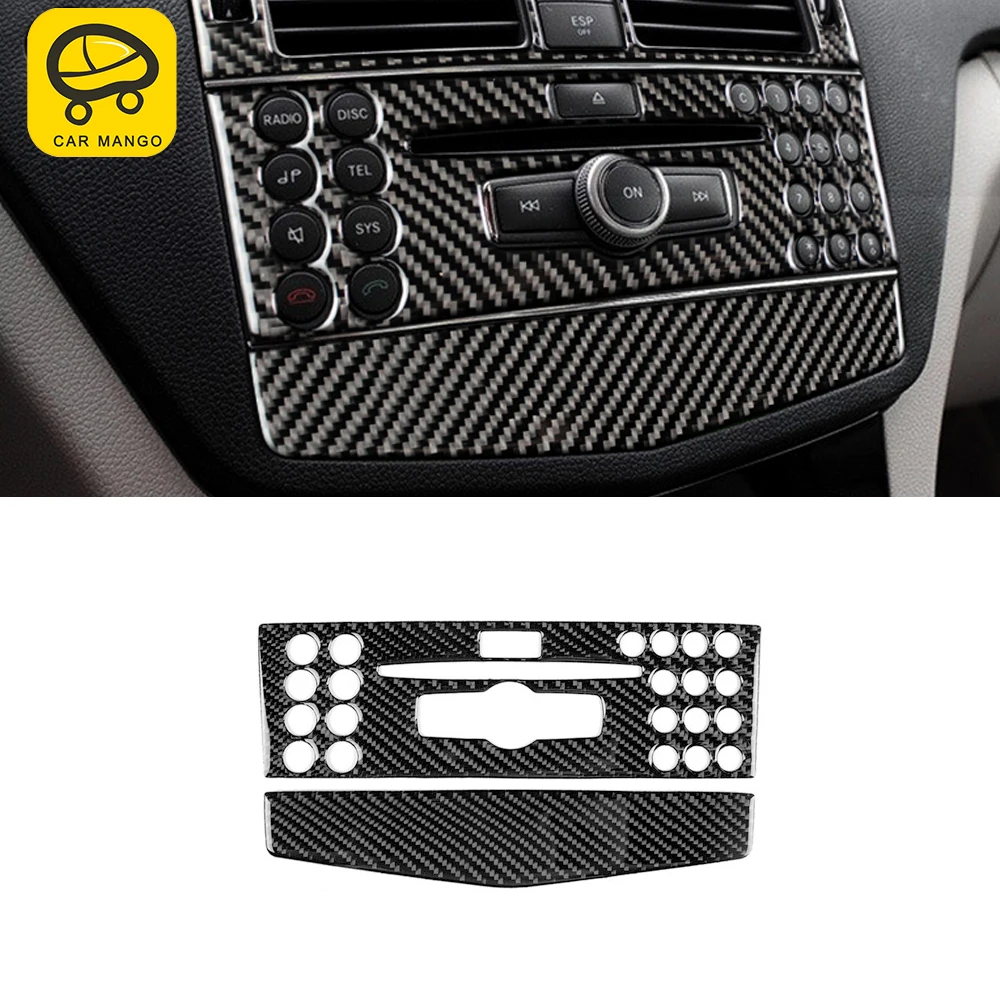 

Автомобильные аксессуары из углеродного волокна для Mercedes-Benz C-Class W204 2007-2010, центральная консоль, панель CD, рамка, переключатель, крышка, накле...