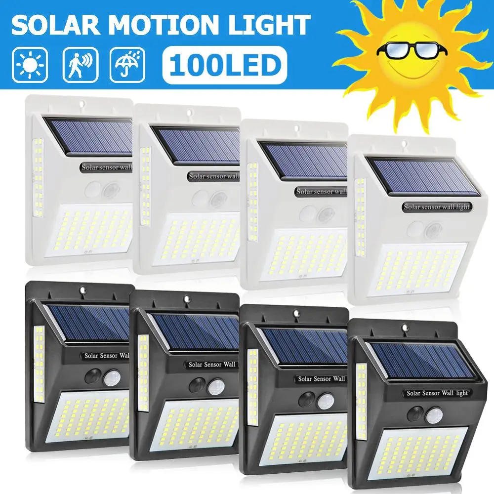 100 светодиодный солнечный светильник на открытом воздухе движения PIR Сенсор