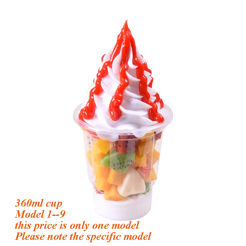 Моделирование Сливочное мороженое с сиропом образец фруктового Sundae модель поддельные для сливочного мороженого реквизит коробка для демонстрации камней в витрине искусственные sundae формы - Цвет: 360ml  model 1--9
