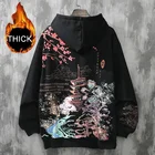 Толстовка с капюшоном для пар, бархатный свитшот в стиле Харадзюку, с рисунком граффити, стиль хип-хоп, Японская уличная одежда панк, большие размеры