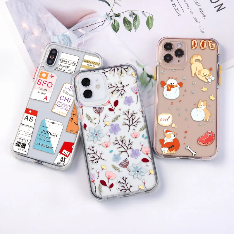 

Shockproof Case For Iphone 11 12 Pro Max Cases Animal Painted Soft Shell For Iphone 7 8 Plus XS MAX XR X 6 6S Transparent Cover