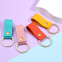 keychain accessories short small gift pu leather key chain ring belt key chain pendant