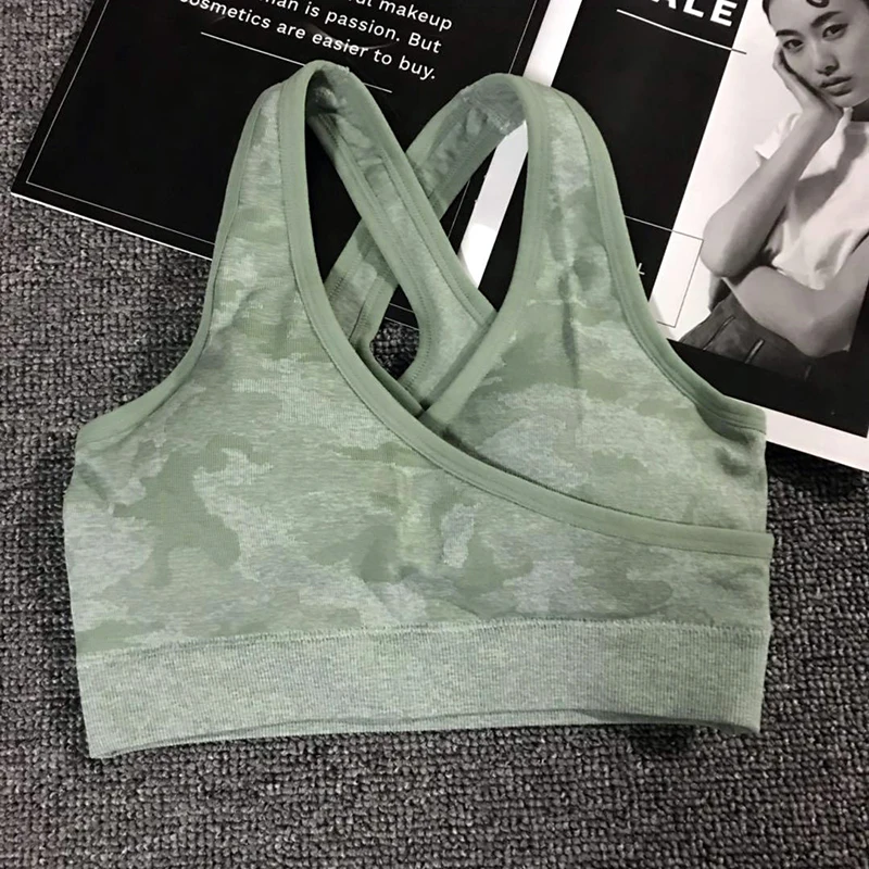 Новинка 2020 камуфляжный бесшовный спортивный бюстгальтер для женщин