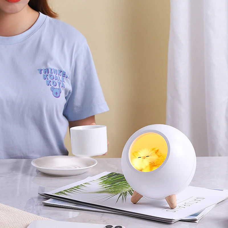 Touch Sensor Led Night Light Cute Cat Bluetooth Speaker Music Lamp USB Rechargeable Desk Table Children's Room | Лампы и освещение
