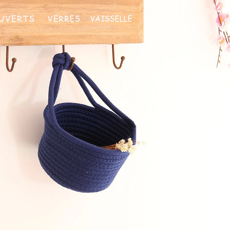 

Handmade elegance Nordic Cotton cord hanging basket bucket ins style sundry flower clothes woven storage basket bag home decor