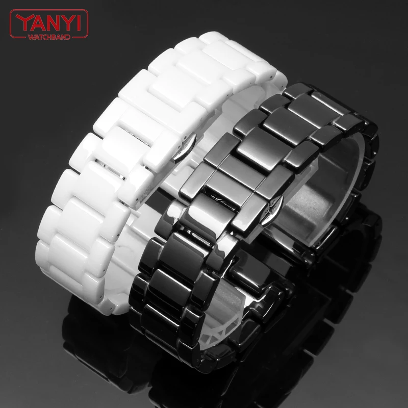 Ceramic watch bracelet 14mm 15 16 17 18 19 20 21mm 22mm watchband white black strap wristwatches band not fade water resistant