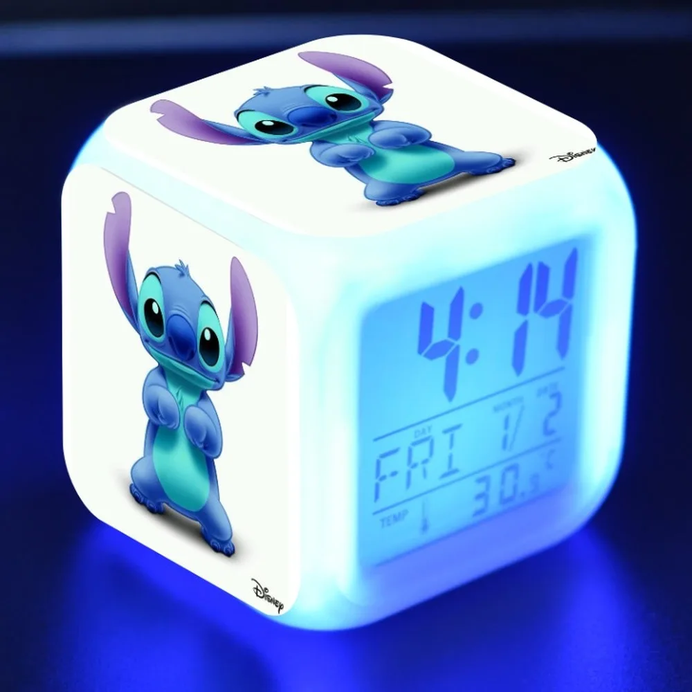 Цифровой будильник Disney Stitch с 7 цветными светодиодами настольные часы мультяшным