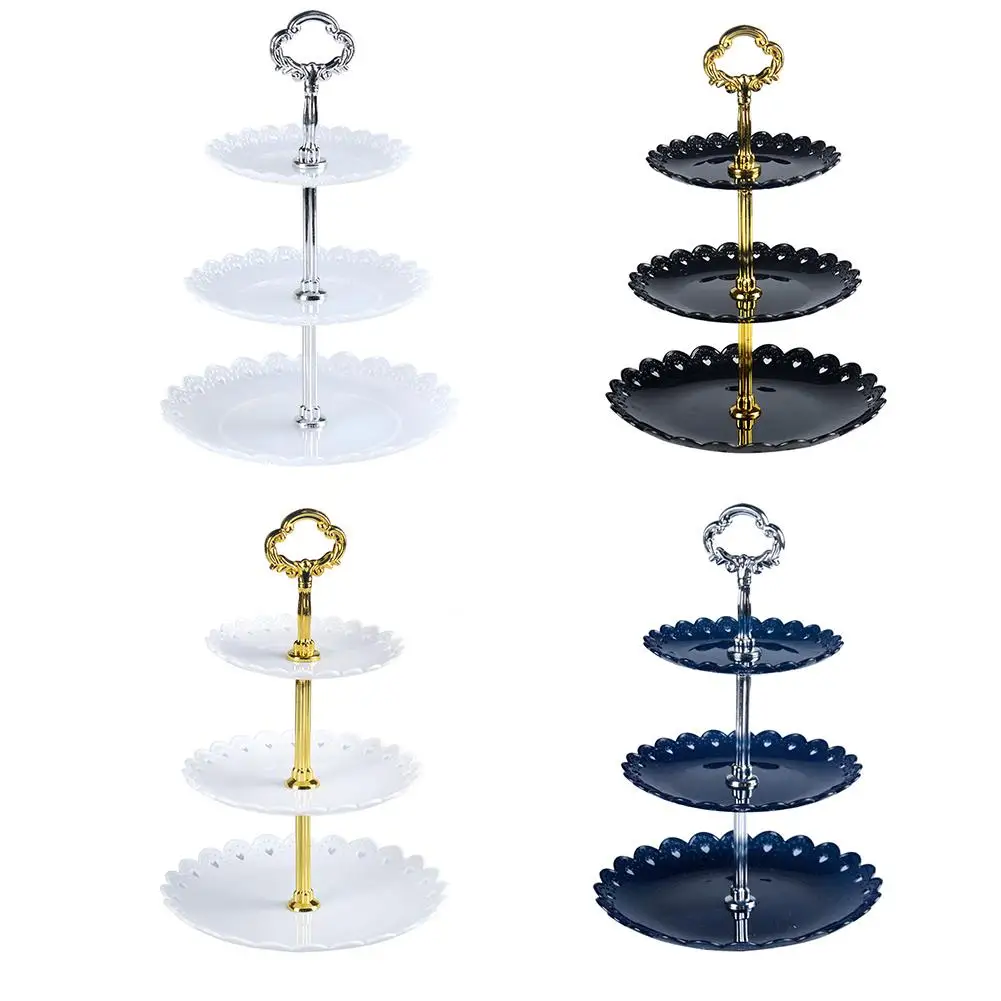 Трехслойная Фруктовая тарелка подставка для тортов десертов стойка хранения