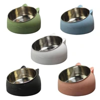 stainless steel cat dog food bowl 15%c2%b0slanted non slip pet utensils puppy feeding container supplies
