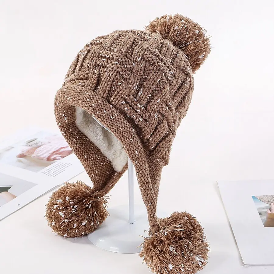 Новинка, зимняя вязаная шапка, женские шапки с помпоном, шапки Gorras, Теплые Мешковатые зимние шапки для женщин и девушек, Skullies Beanies