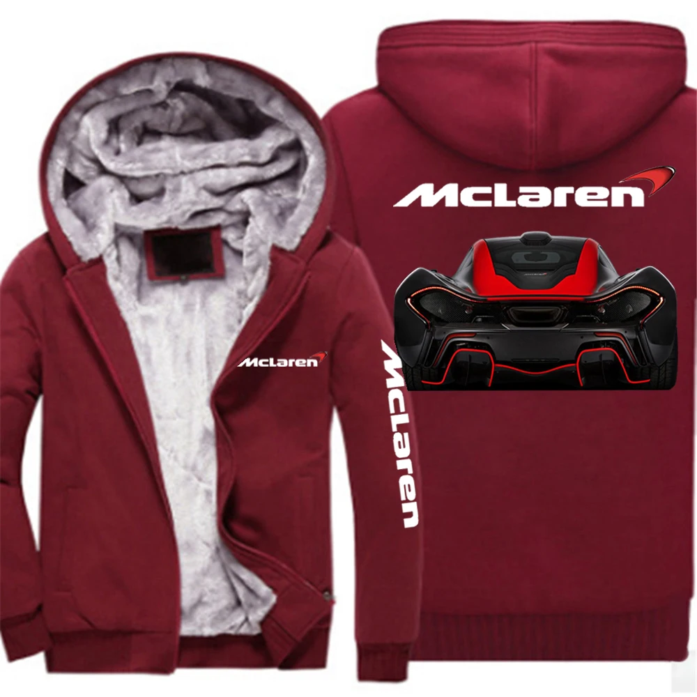 

New McLaren Mens Sweatshirts Zipper Hooded Zipper Warm Sportswear Print Thicken Outwear Sweatshirts For Men