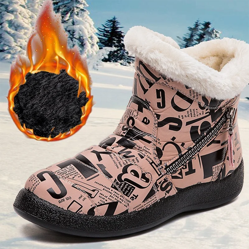 

2020 New Women Boots Fashion Alphabet Winter Shoes Women Waterproof Snow Boots Warm Ankle Botas Mujer Winter Footwear Female