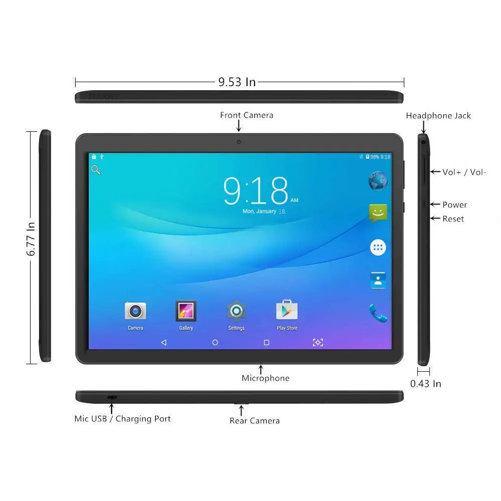 10,1 дюймов планшет Четырехъядерный 4 ГБ ОЗУ 32 Гб ПЗУ 1280 800 ips Android 7,0 gps Bluetooth FM Wifi планшеты ПК 3g телефонные звонки