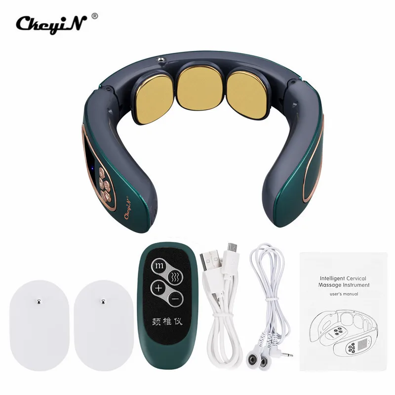 

CkeyiN Magnetic Pulse Vibration Neck Massager for Pain Relief Health Care Relaxing Health Deep Tissue Cervical Massage Remote