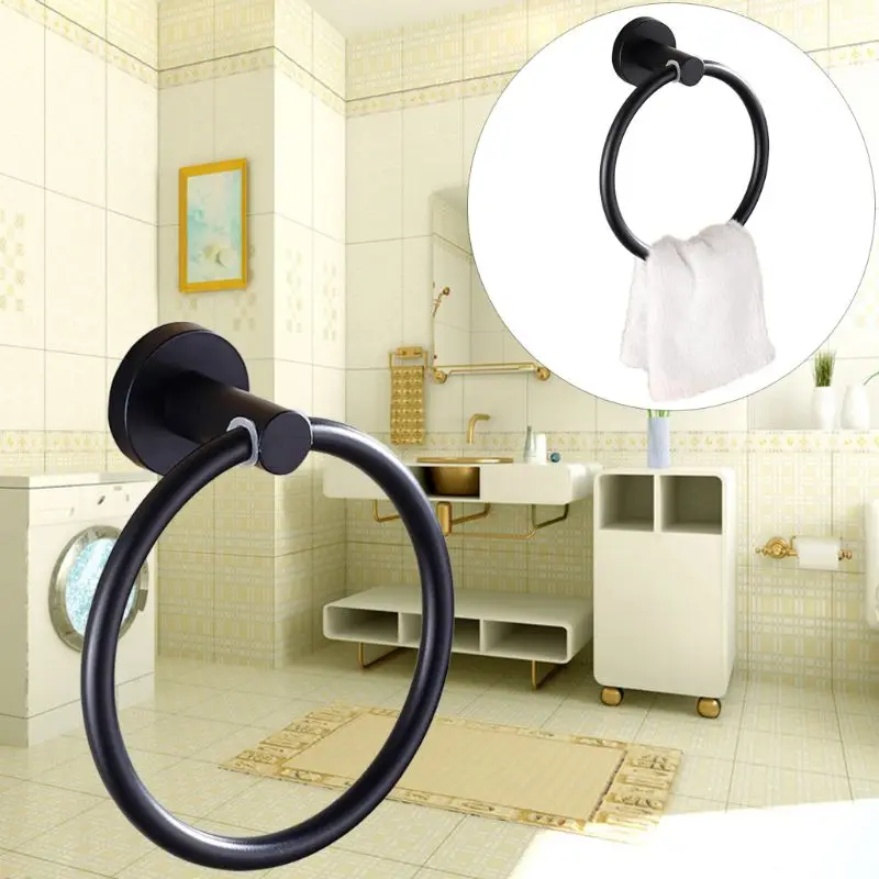 

Stainless Steel Wall Mounted Bathroom Round Towel Ring Holder Rack Shelf Hanger X4YD