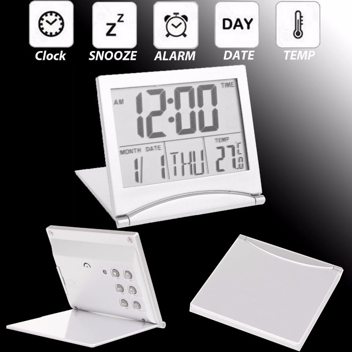 

Folding Alarm Clock LCD Digital Home Travek Clocks Thermometer Timer Calendar Electronic Clock Home Decor