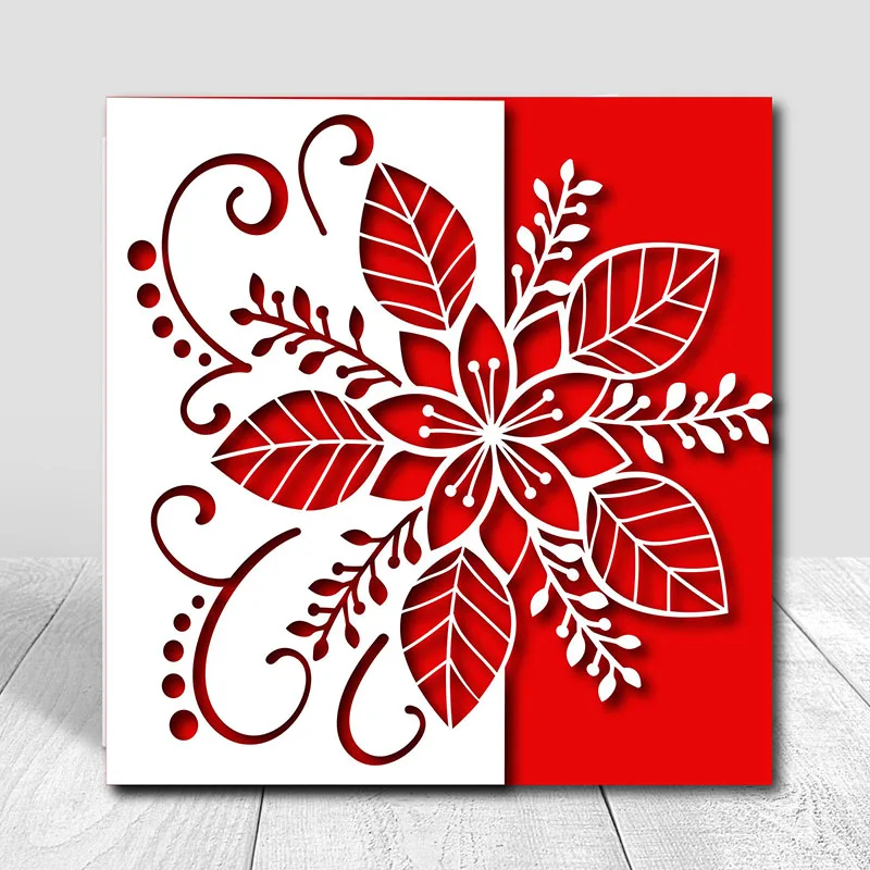 

MEET HUANG Christmas Flower Metal Cutting Dies Scrapbooking Stencil for Paper DIY Gift Card Decoration Embossing Dies New 2021