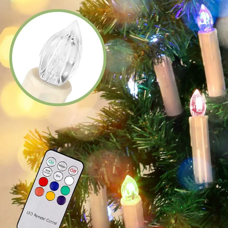 

New Years LED Candles Flameless Remote Taper Candles Led Tea Light for Home Dinner Party Christmas Tree Decoration Lamp