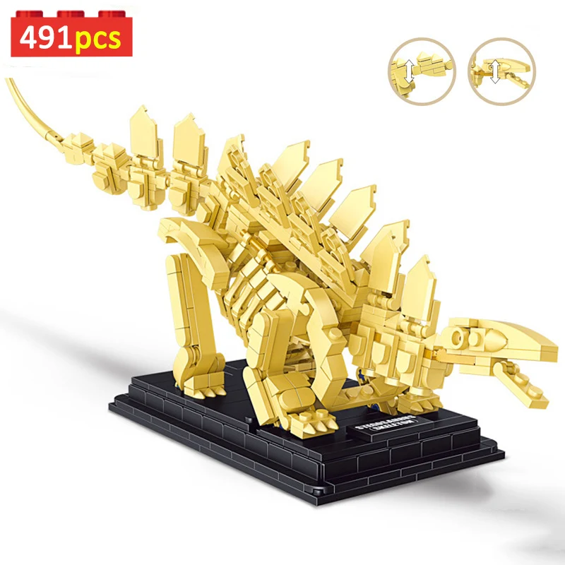 

Jurassic Dinosaur World 3D T-rex Fossils Model Building Blocks 490+pcs Dino Park Triceratops Skeleton Bricks Toys For Kids Gifts