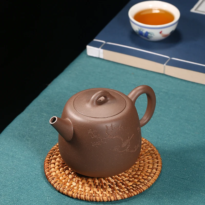

Yixing authentic raw purple clay teapot master pure handmade tea set home office Kungfu teapot high stone ladle