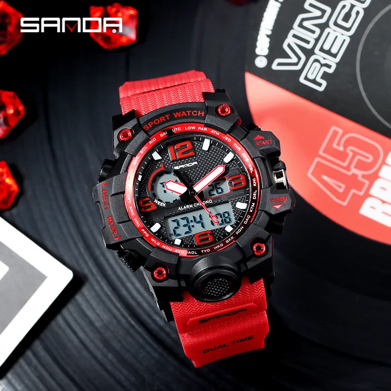 Часы наручные Sanda мужские электронные модные многофункциональные