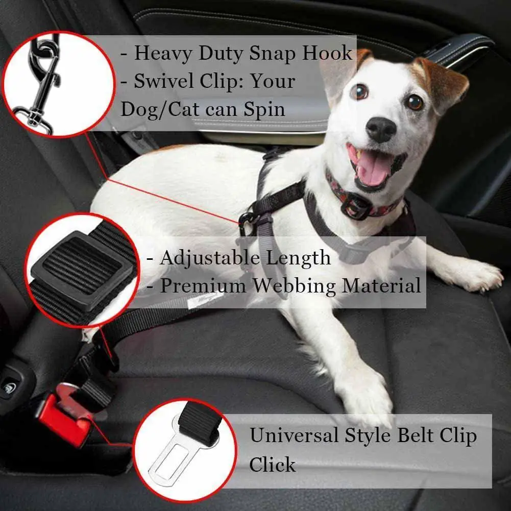 

Pet Products Universal Practical Cat Dog Safety Adjustable Travel Leads Leash Harness Seat Belt Clip Seat-belt Strap Car Pu P7L6