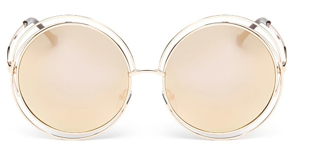 

Vintage Round Big Size Oversized lens Mirror Sunglasses Women Brand Designer Metal Frame Lady Sun Glasses Lady Cool Retro