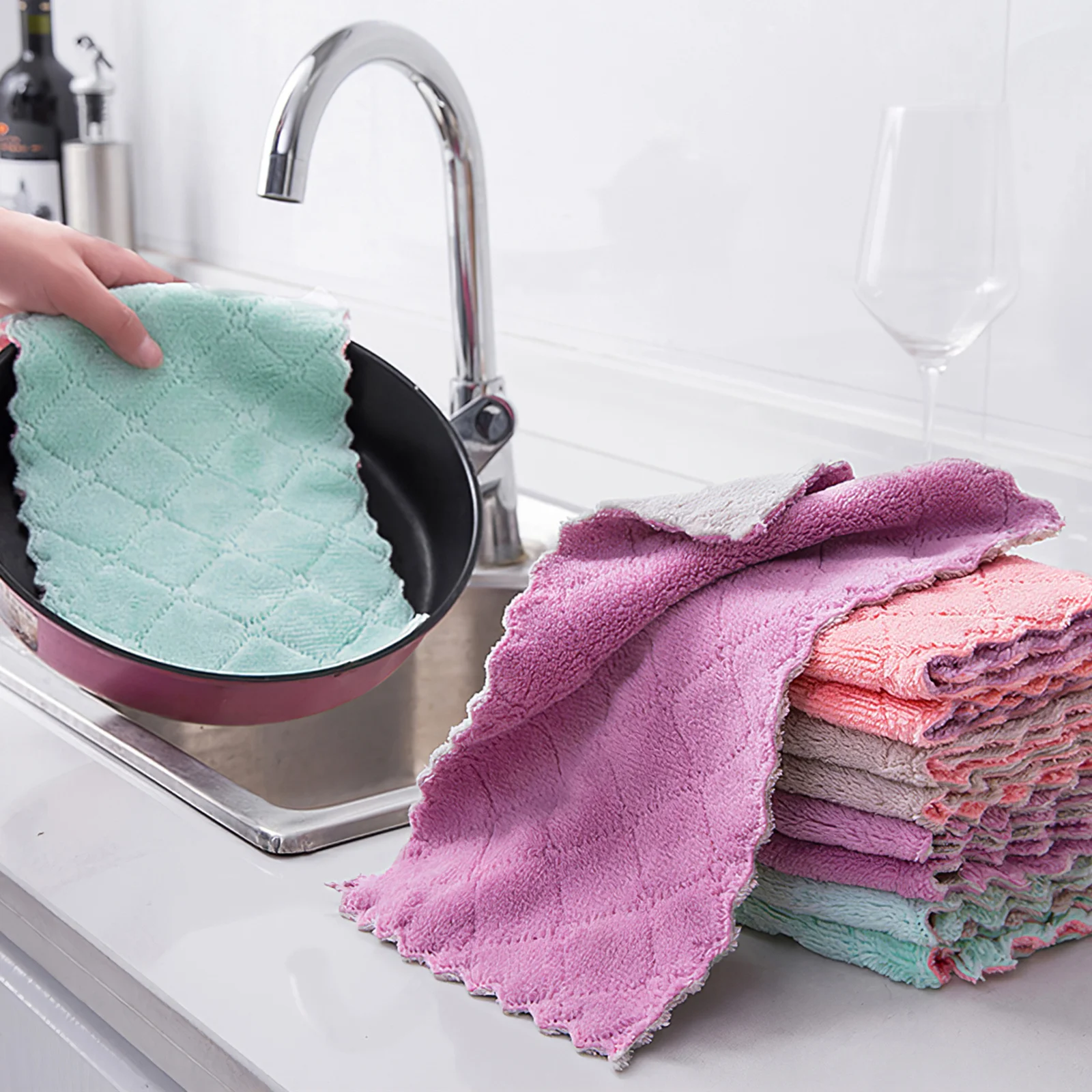 

20PCS Comfortable Cleaning Cloth Washing Cloth Wiping Cloth Strong Water Absorption Wiping Rags Cleaning Rags For Home