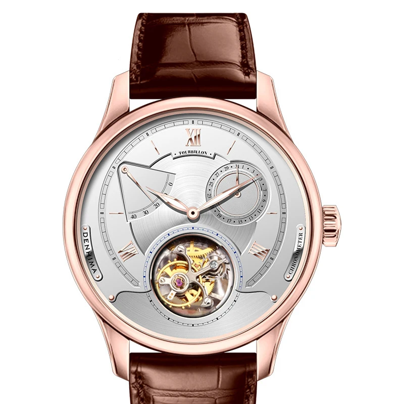 Switzerland Real Tourbillon оригинальные механические часы полые мужские часы большой циферблат пояс из крокодиловой кожи часы Мужские сапфировое зеркало