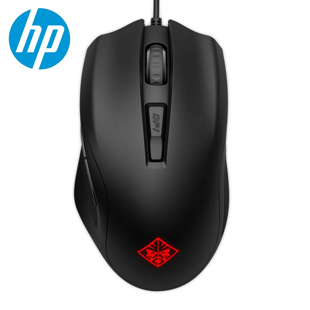 Черный Hp OMEN400 профессиональная Макросъемка, игровая мышь 5000 dpi, 8 цветов, светодиодный, с подсветкой, Проводная игровая мышь для ПК, компьютера, ноутбука, мыши Pro Gamer - Цвет: Черный