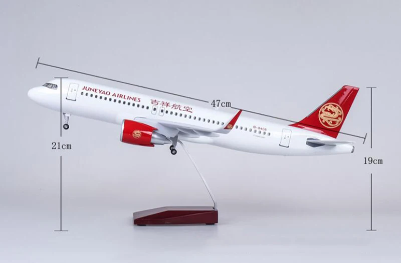 1/80 масштаб 47 см самолет Airbus A320 NEO JUNYAO авиакомпания модель светодиодный светильник и шасси колеса литой смолы коллекция выставки