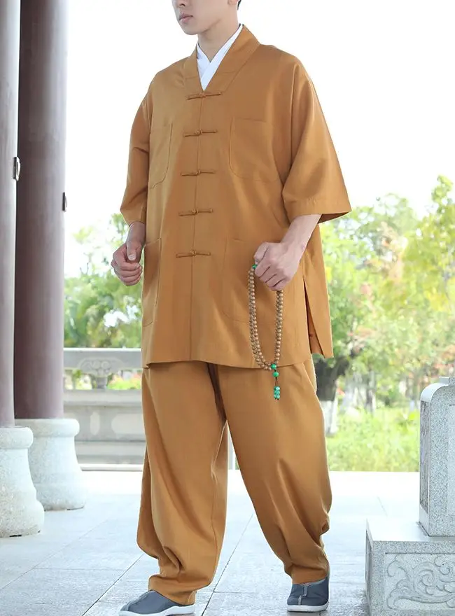 Унисекс летний товар высококачественные костюмы из ледяного шелка шаолин монах