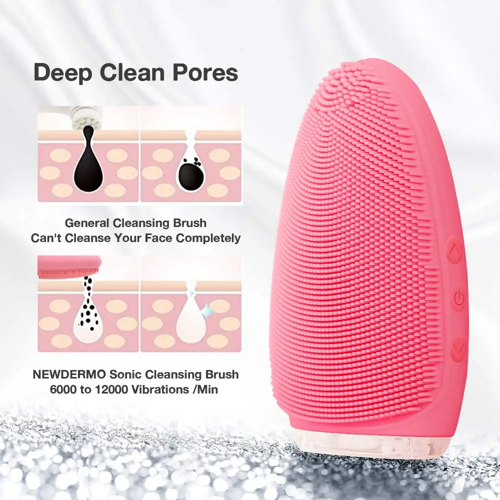 Koop Newdermo Hoge Kwaliteit Ultrasone Siliconen Gezicht Reiniging Borstel Facial Exfoliërende Wasborstel Diepe Reiniging Massage Machine